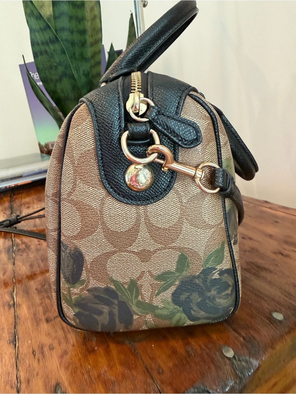 Coach Mini Bennett Satchel in Camo Rose Signature Crossgrain Leather